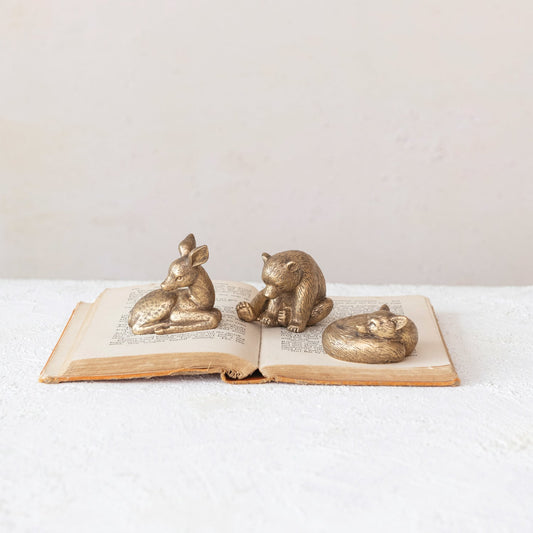 Resin Sleeping Animal, Antique Gold Finish