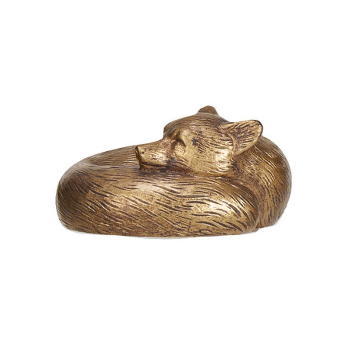 Resin Sleeping Animal, Antique Gold Finish, Fox