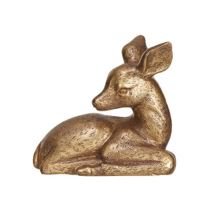 Resin Sleeping Animal, Antique Gold Finish, Deer