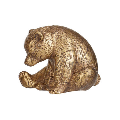 Resin Sleeping Animal, Antique Gold Finish, Bear