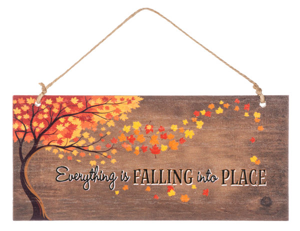 Autumn Inspirations Hanging Sign, A hanging fall sign reading There is always something to be thankful for, with autumn leaves and a jute hanger.
