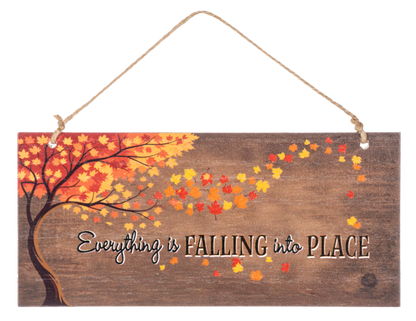 Autumn Inspirations Hanging Sign, A hanging fall sign reading There is always something to be thankful for, with autumn leaves and a jute hanger.