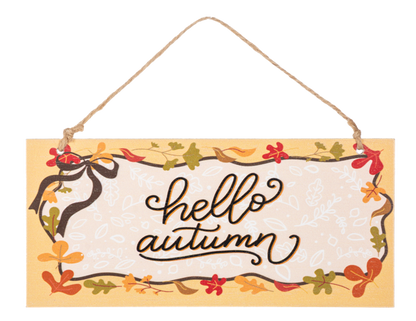 Autumn Inspirations Hanging Sign, A hanging fall sign reading There is always something to be thankful for, with autumn leaves and a jute hanger.