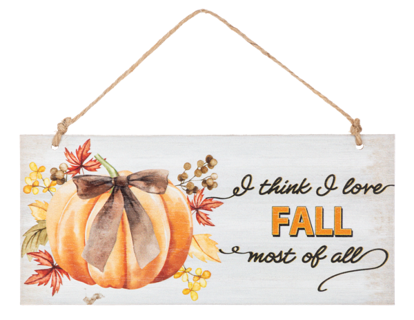 Autumn Inspirations Hanging Sign, A hanging fall sign reading There is always something to be thankful for, with autumn leaves and a jute hanger.