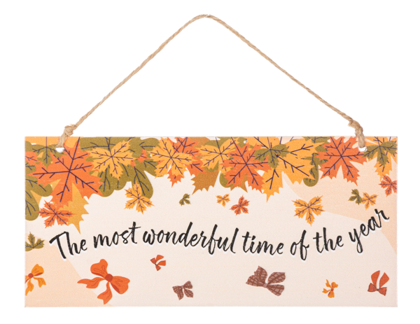 Autumn Inspirations Hanging Sign, A hanging fall sign reading There is always something to be thankful for, with autumn leaves and a jute hanger.