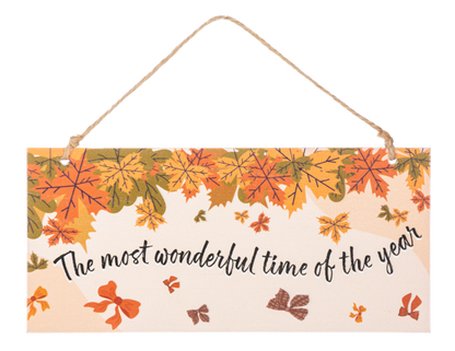 Autumn Inspirations Hanging Sign, A hanging fall sign reading There is always something to be thankful for, with autumn leaves and a jute hanger.