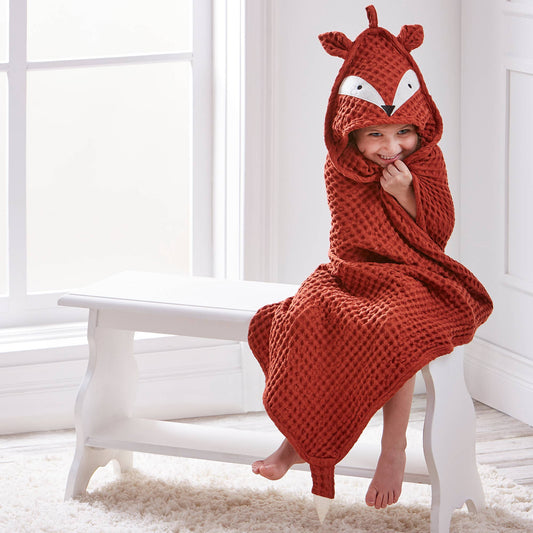 Fox Waffle Weave Hooded Towel Multi Organic Cotton