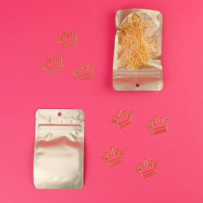 Corona - Clips de papel chapados en oro únicos - Paquete de 25