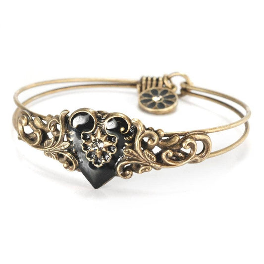 Black Enamel Heart Bracelet