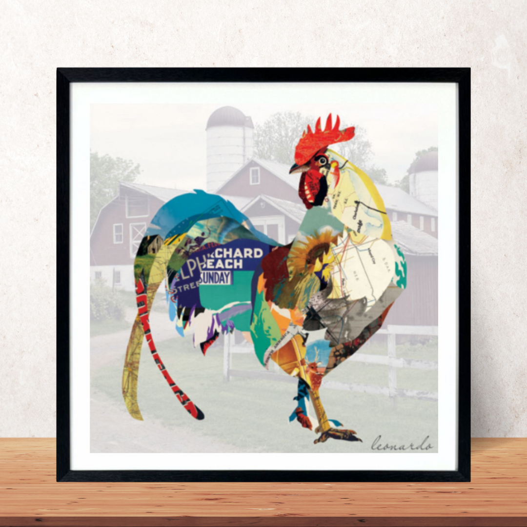 3D Collage Art | Rooster (26"x26")