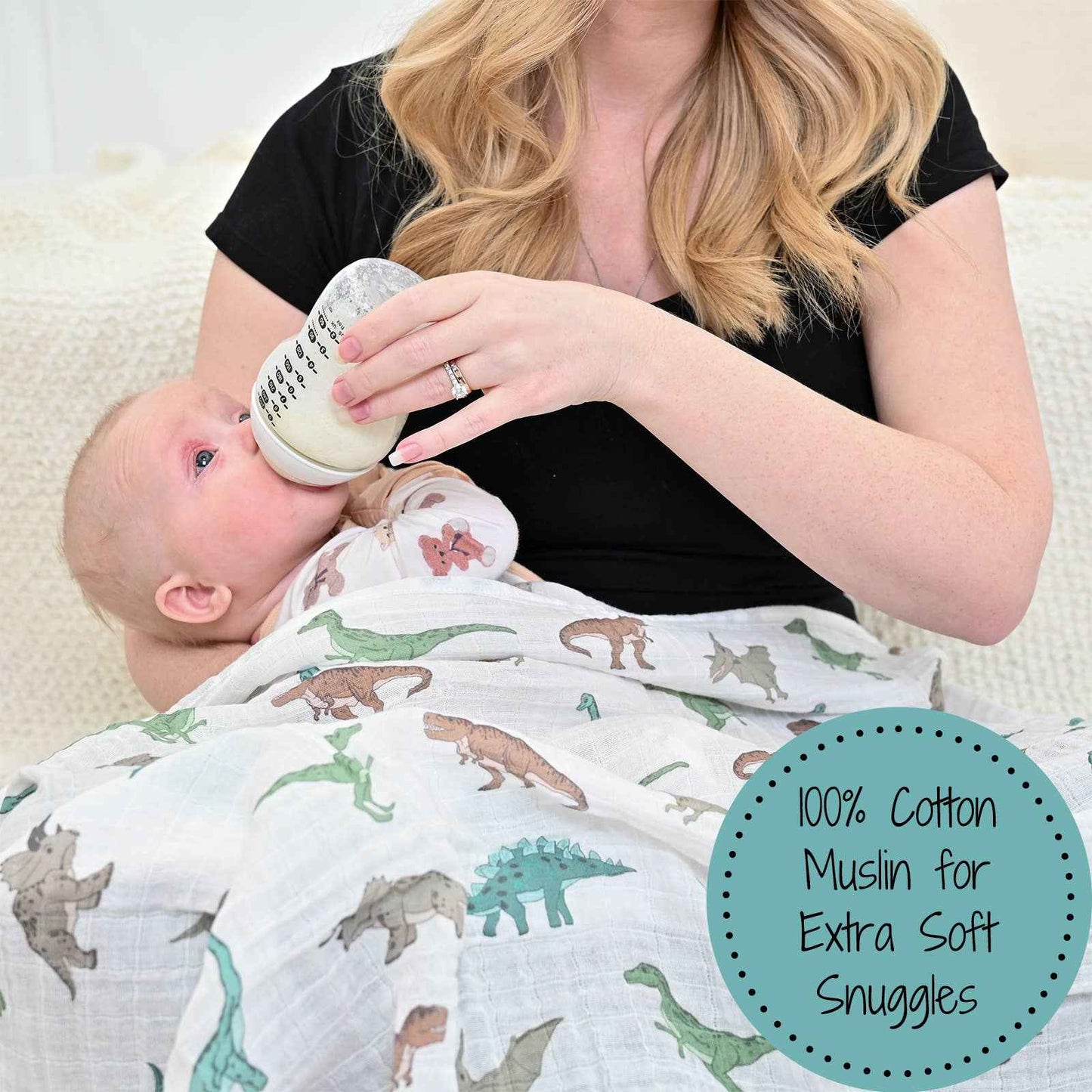 LollyBanks - Have A T-rexcellent Day Dinosaur Muslin Baby Swaddle Blanket