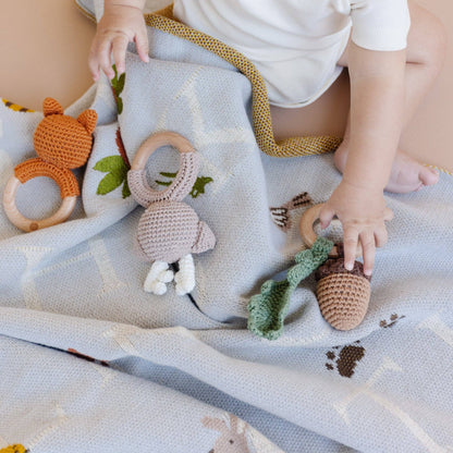 ABC Blanket Hat Teether Gift Set- Newborn Fox Acorn