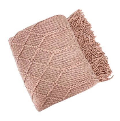 Rhombus Diamond Knit 50x60 Inch Throw Blanket