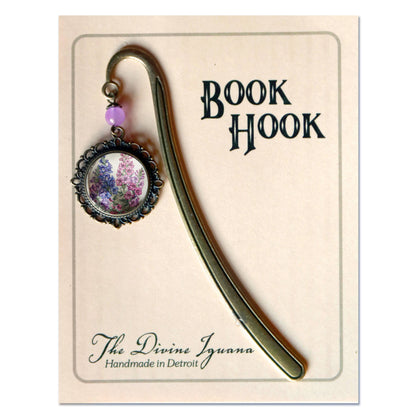 Larkspur Flower / Delphinium Bronze and Glass Bookmark