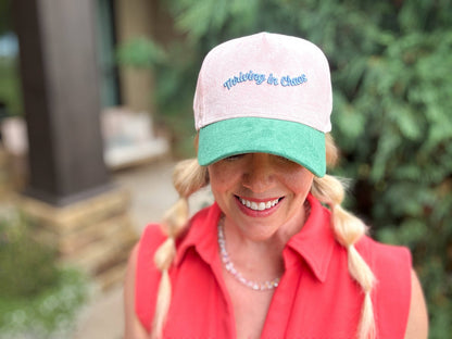 Taylor Elliott Designs - Embroidered Baseball Cap - "Thriving in Chaos" - Pink Suede