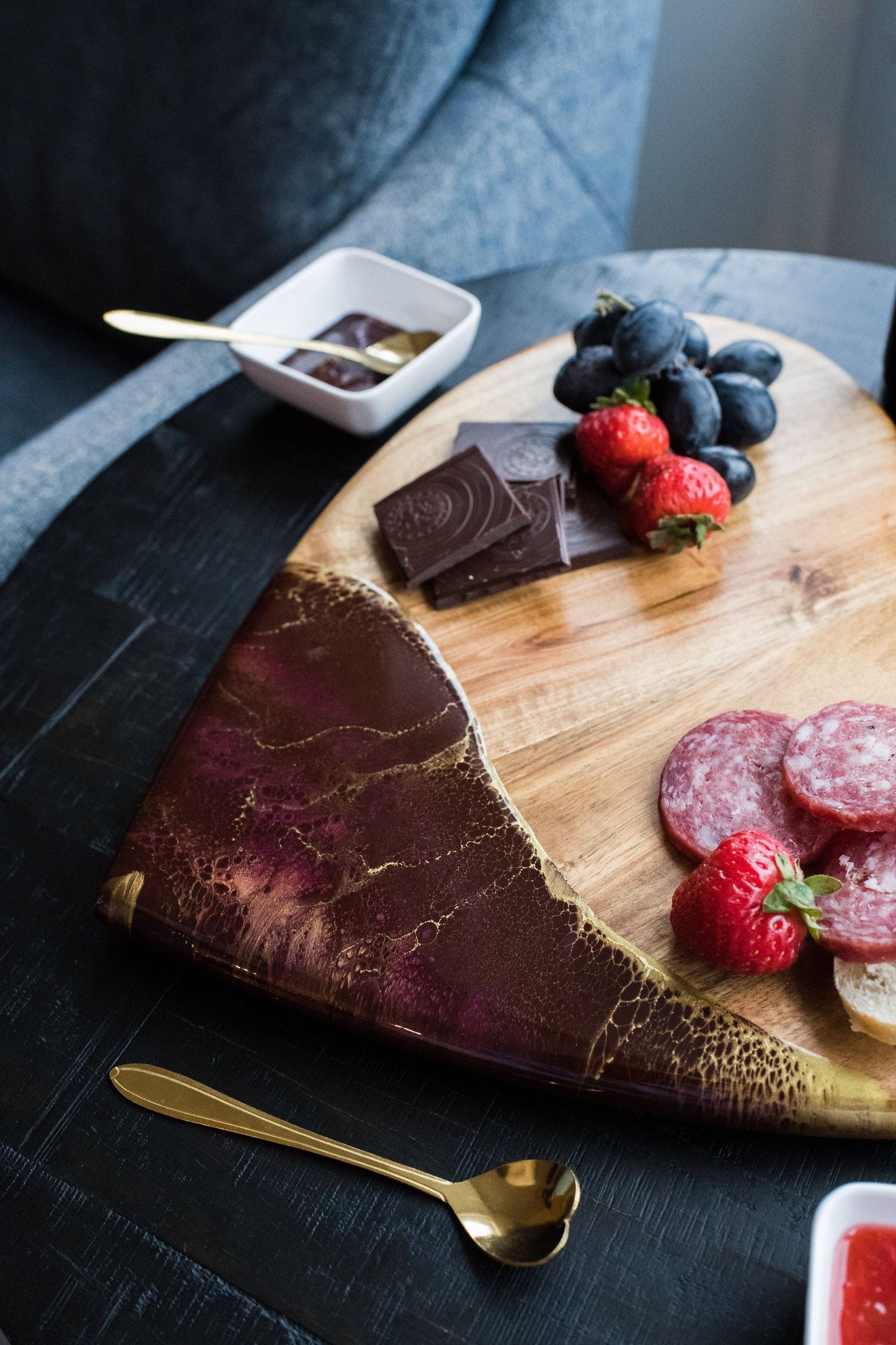 Resin-Accent Heart Shaped Charcuterie Boards