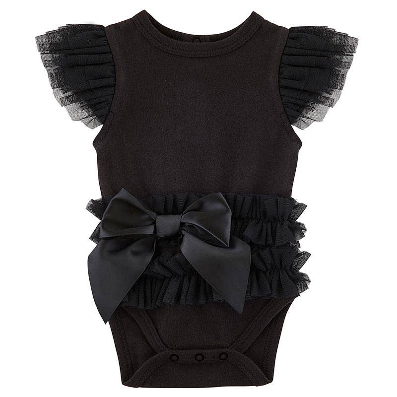 Snapshirt Dress with Ruffles - Black 3-6 Mo