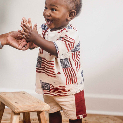 American Flag Boy Tee & Shorts Set: NB