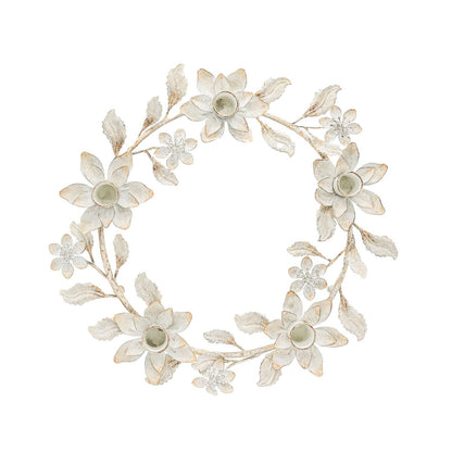 Abeline Antique Finish Floral Wreath 5 Taper Candle Holder