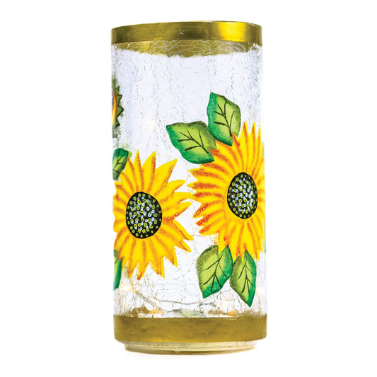 A Cheerful Giver - Sunflower Glass Pillar with LED String Lights