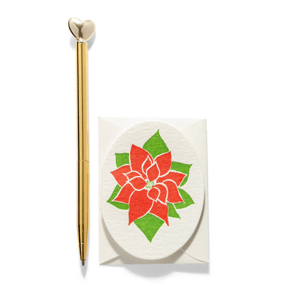 Mini Letterpress Enclosure Card | Poinsettia
