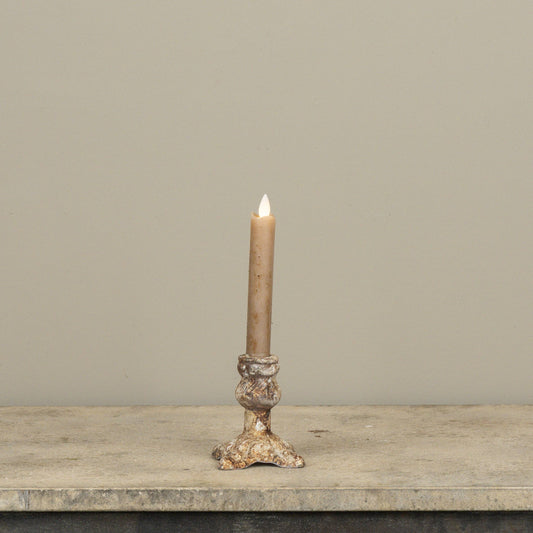 3.75" AGED FOOTED TAPER CANDLE HOLDER