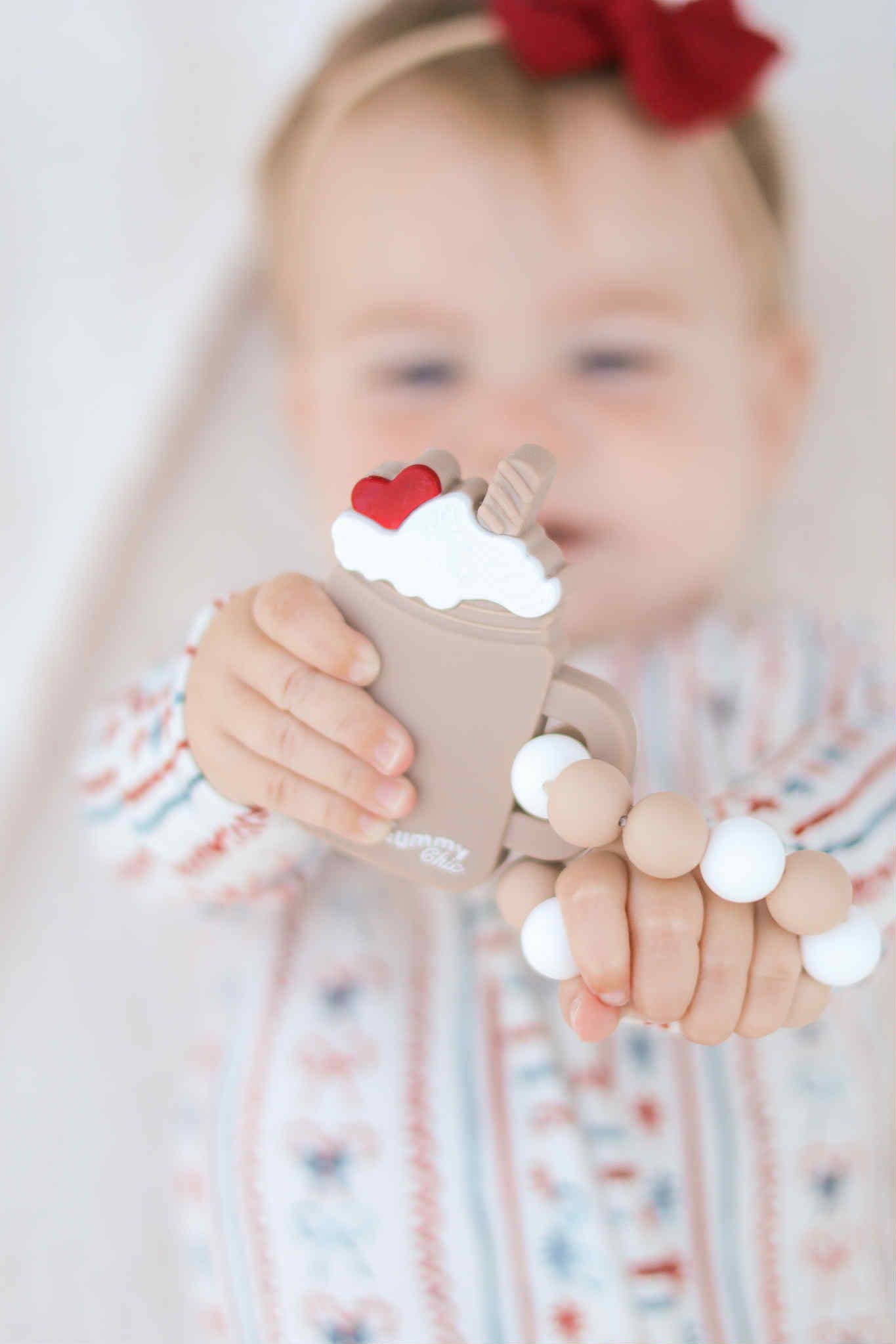 Handheld Milkshake Teether Ring Toy for Babies