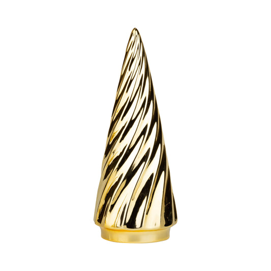 Silver Tree Home & Holiday - A49278-Ceramic swirl tree TBLpce,shiny gld electplate,9.5in