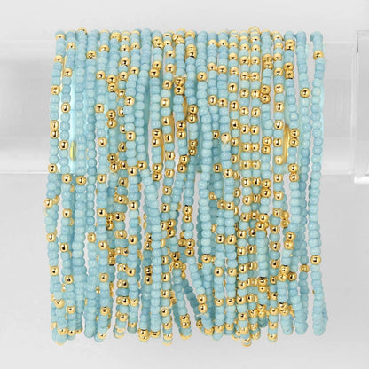 Iris espléndido - Juego de 24 pulseras de cuentas de semillas de 2 mm de color liso