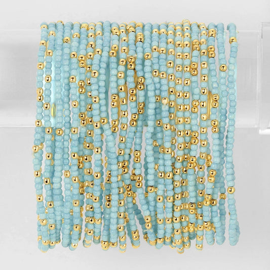 Iris espléndido - Juego de 24 pulseras de cuentas de semillas de 2 mm de color liso