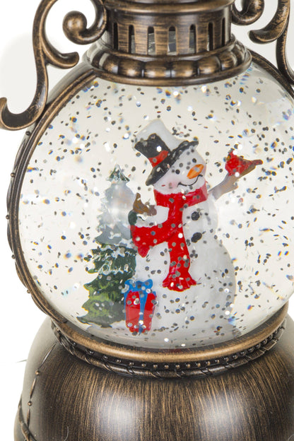 Lantern Snow Globe with Smiling Snowman