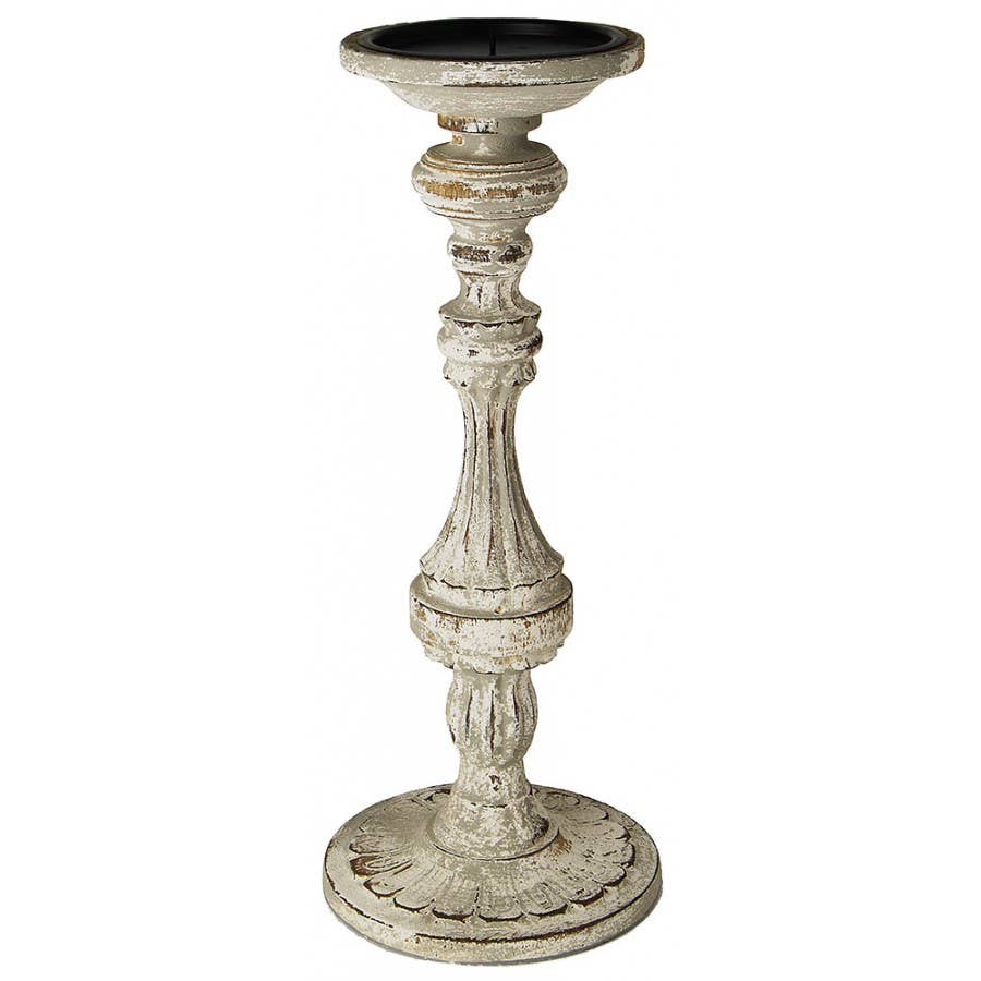 Vintage Style Wooden Candle Holder with Distressed Finish