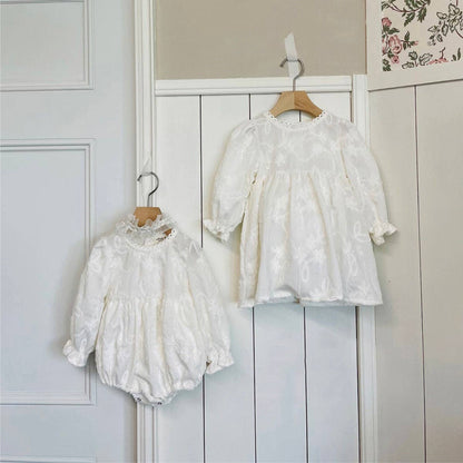 Baby Girl Jacquard Embroidered Romper