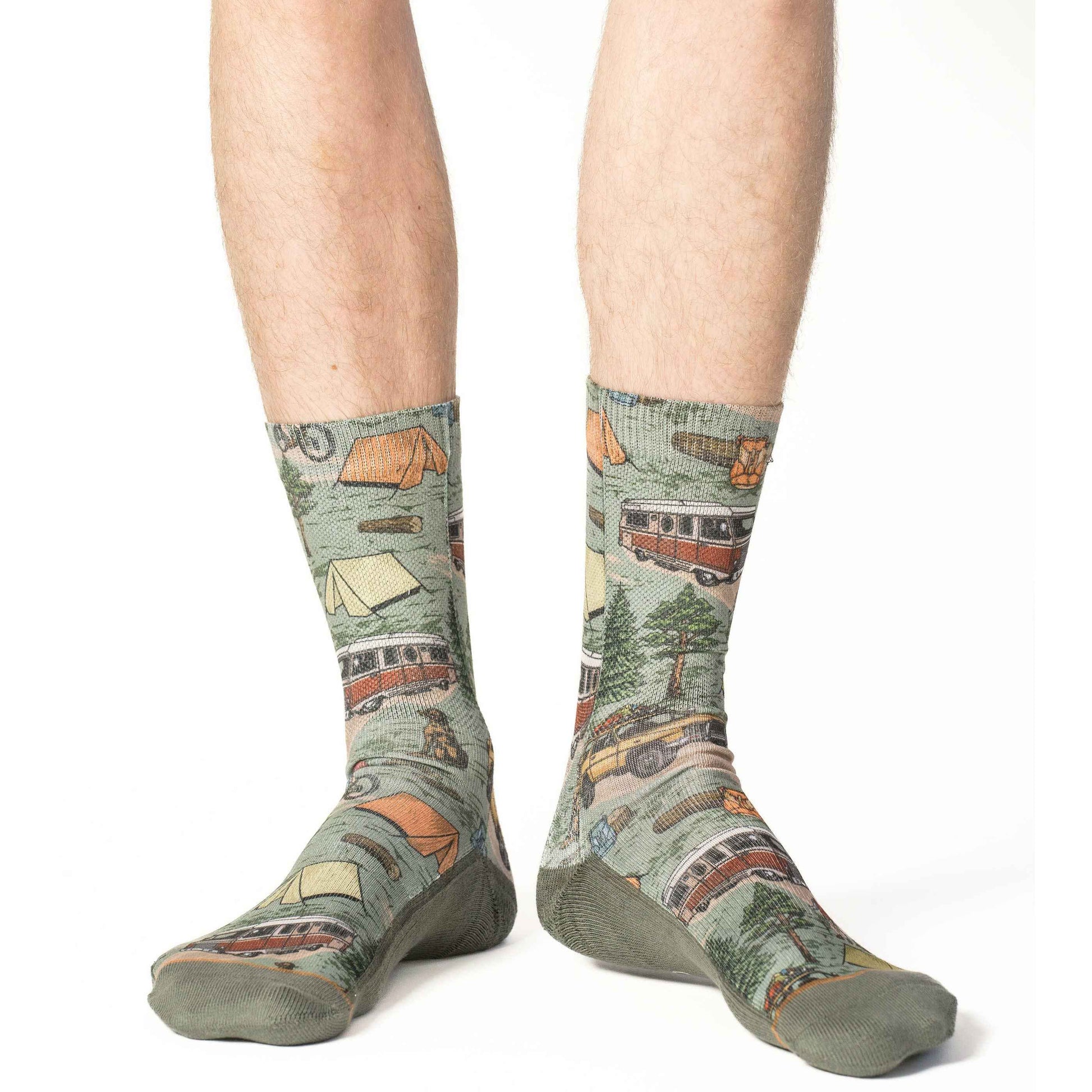 Men's Vintage Camping Trip Socks: Shoe Size 8-13