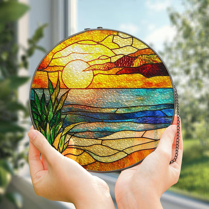 Beach Sunset Suncatcher,  Beach Lover Decor, Beach Sunrise