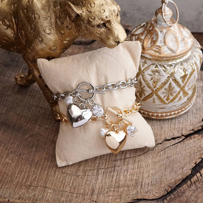 PennyLine inc - Heartstring Glow – Toggle Charm Bracelet with Pearl & Crystal