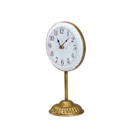 VIP Iron 11 in. White Pedestal Table Clock