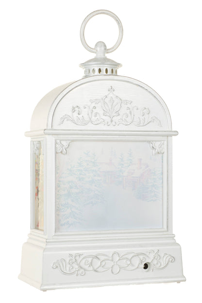 NEW-White Lantern Snow Globe with Wholesome Snowman