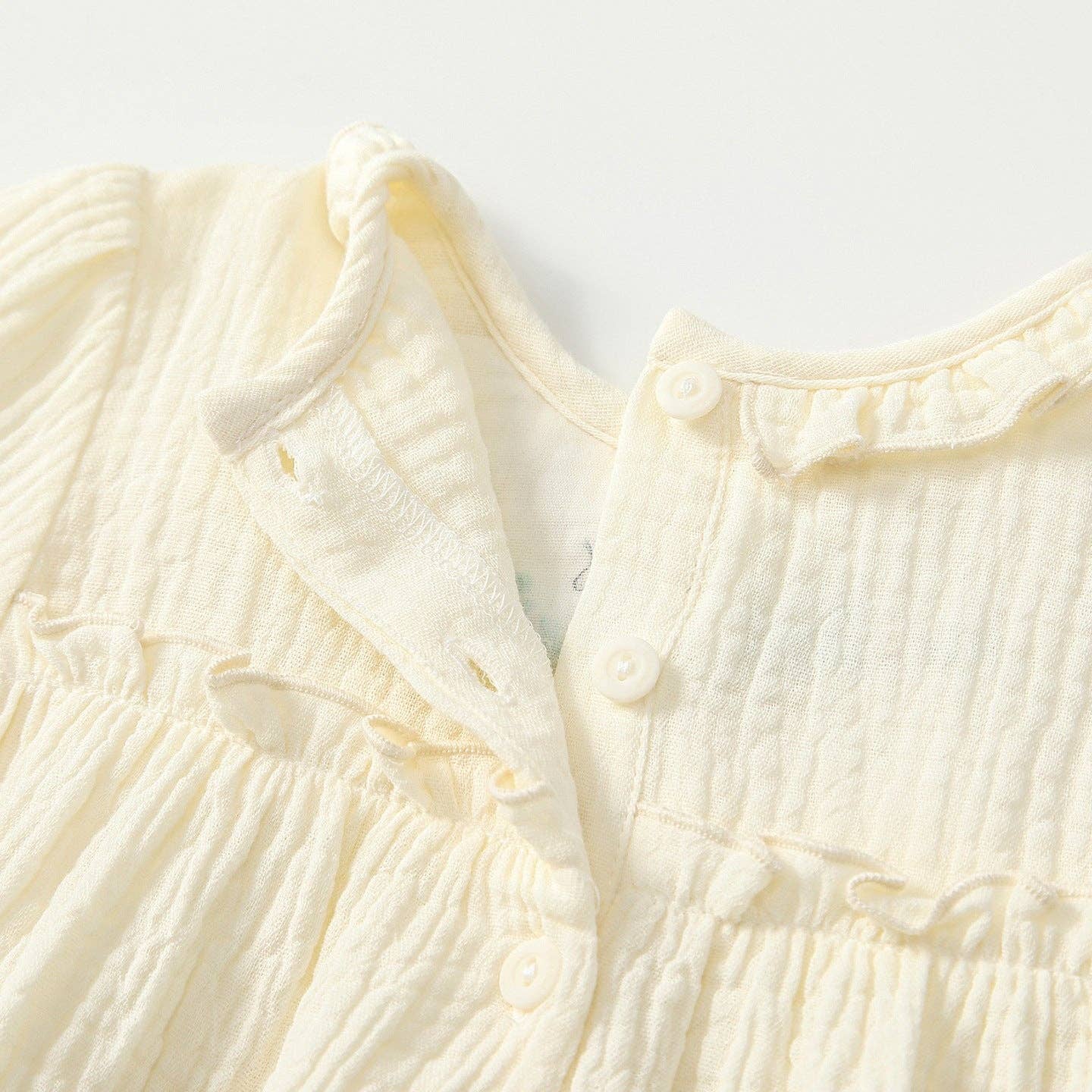 Arrival Autumn Baby Girls Flowers Embroidery Long Sleeves bodysuit with Collar: Apricot / 66 (3-6M)