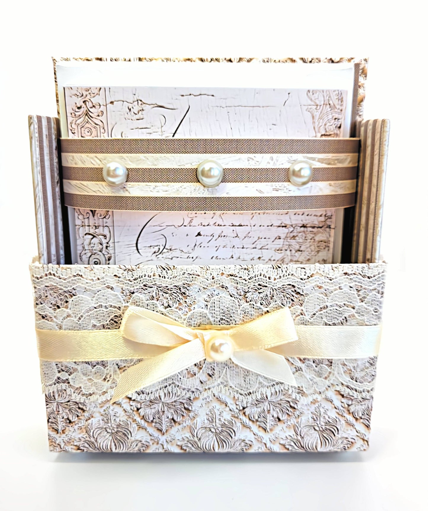 42-Pc Stationery Gift Box Set w/Desk Organizer, Ivory & Lace