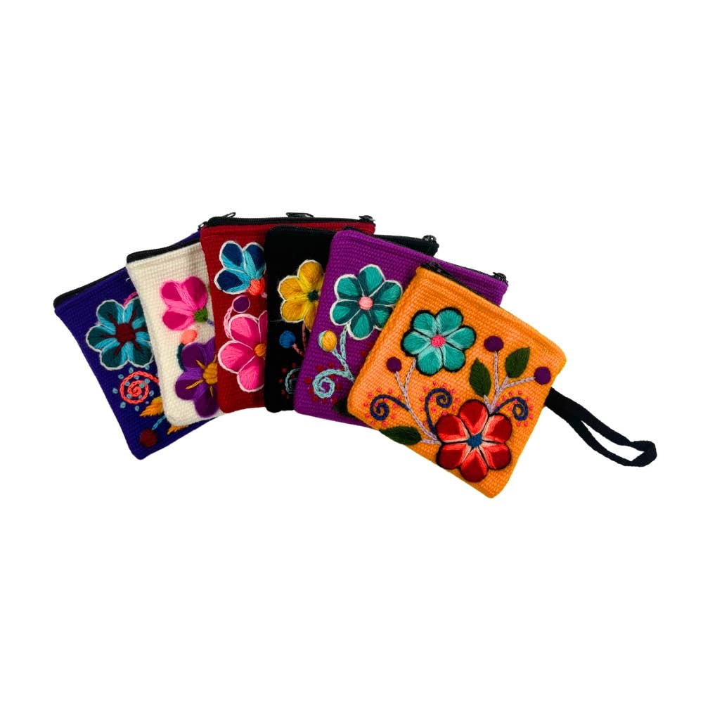 Peruvian Coin Purse - Embroidered Floral, Assorted
