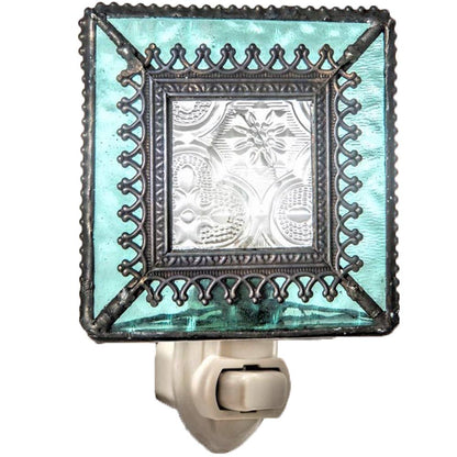 Turquoise Blue Stained Glass Decorative Night Light