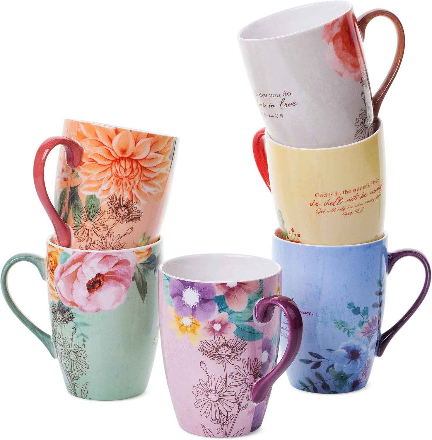 Christian Coffee Mugs Set of 6 – Bible Verse