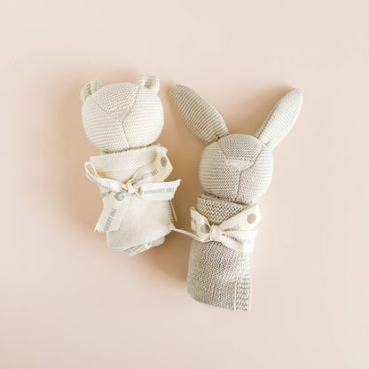 Pique Blanket Bunny Lovey Birch Baby Gift Organic Cotton