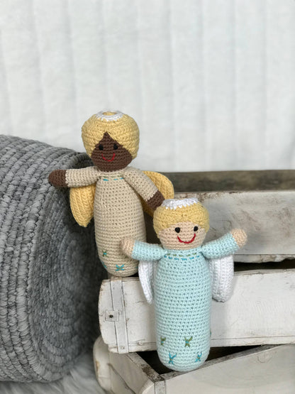 Pebble - Christmas Angel Rattle in Turquoise – Soft & Heavenly