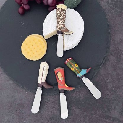 4-Piece Boots Polyresin Cheese Spreader