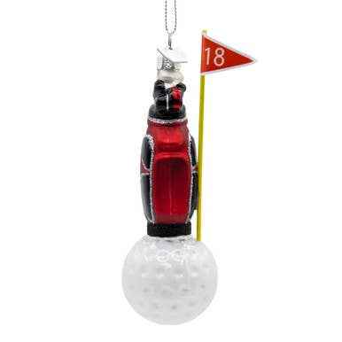 Noble Gems, Glass Golf Bag On Golf Ball Ornament