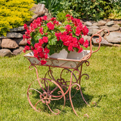 32" Metal Garden-Flower Cart - 3 options - "London 1820": Pink