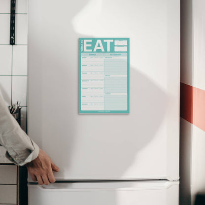 Bloc de notas con imán "Qué comer" (verde menta)