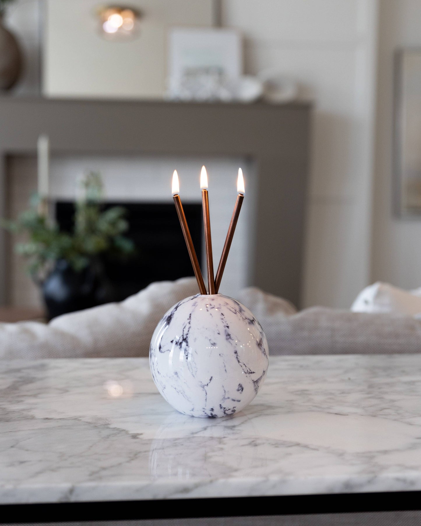 Neva White Marble Vase for Everlasting Candles